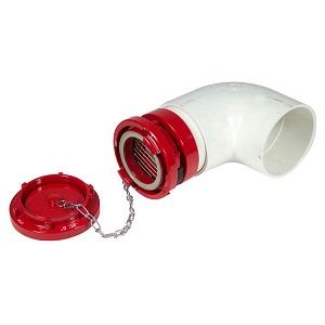 Kochek 6" PVC Dry Hydrant Storz with Aluminum Cap & 45° Elbow