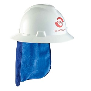 Ergodyne Chill-Its 6717CT Evaporative Cooling Hard Hat Neck Shade with Cooling Towel - Blue
