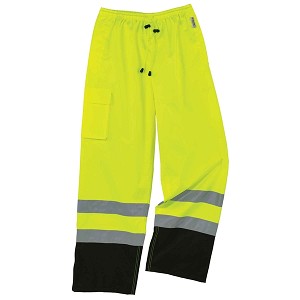 Ergodyne GloWear 8915BK Supplemental Class E Black Bottom Rain Pants - Lime